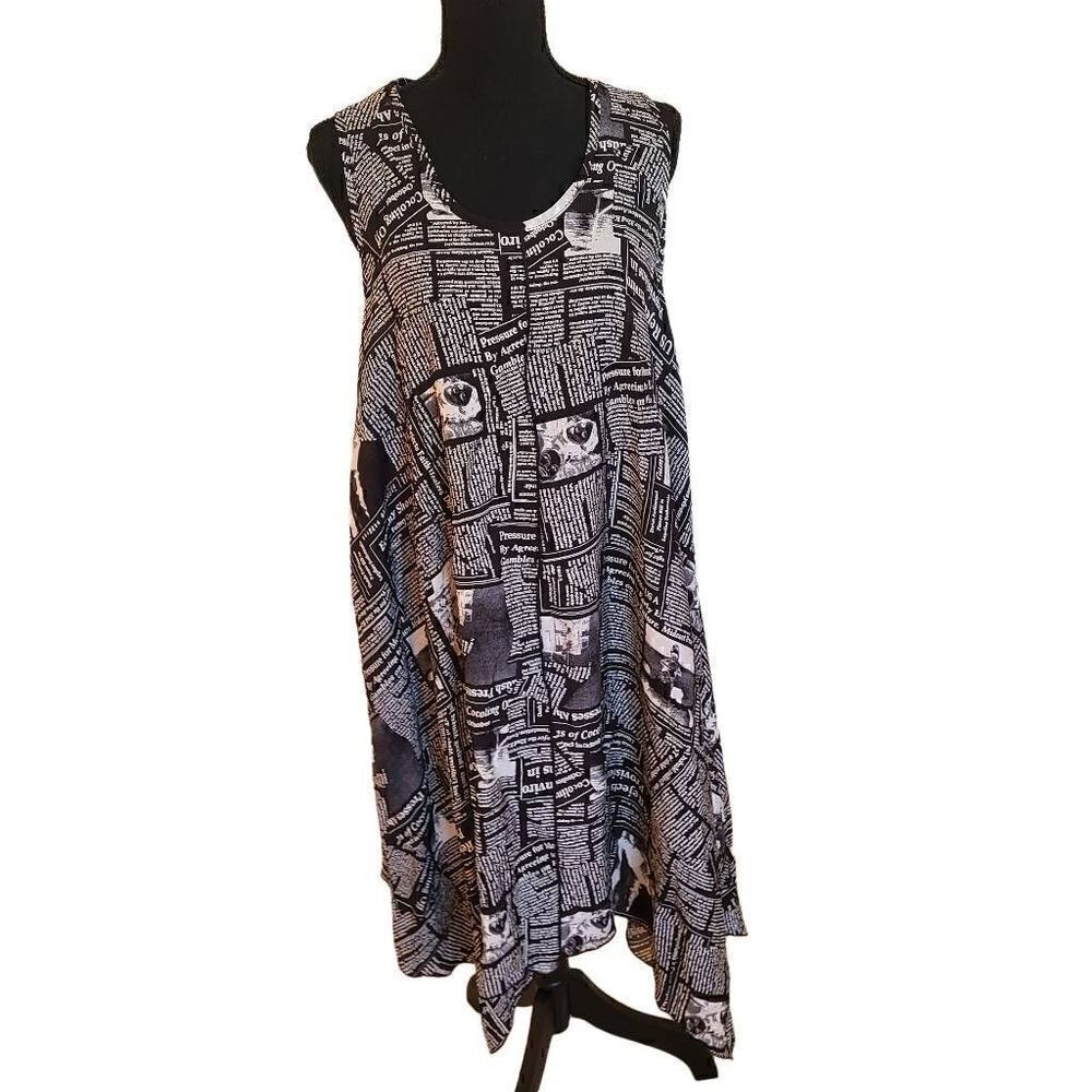 Moonlight Y & S Fashion Design Newsprint Flowing Midi Dress